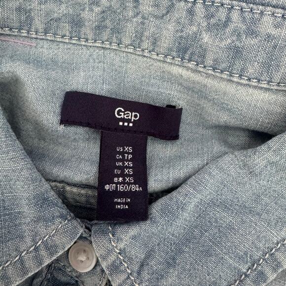 GAP Outlet XS Blue Chambray Button Pullover Shirt - Picture 3 of 8